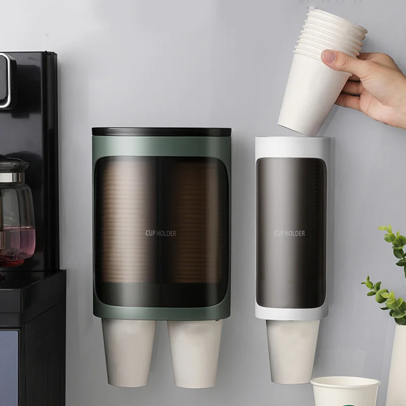 

Disposable Paper Cups Dispenser Plastic Cup Holder for Water Dispenser Wall Mounted Automatic Cup Storage Rack Cups Container