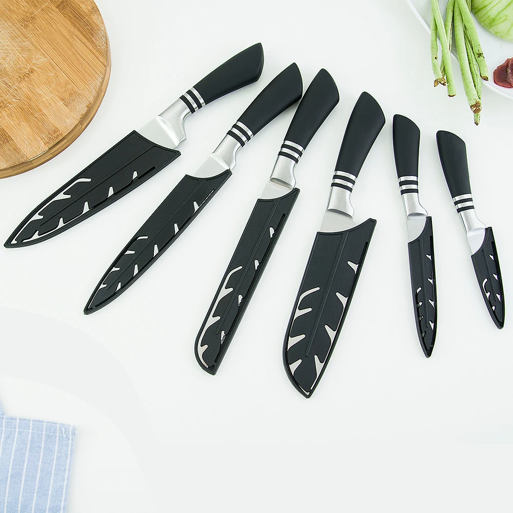 XYj 6Pcs Stainless Steel Kitchen Knives Set Japanese Cooking Knife Sharp Blade Chef Slicing Bread Santoku Utility Paring | Дом и сад