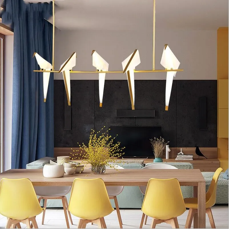 

Nordic Gold Bird Cage pendant light Living room Bedroom origami bird light Kitchen Hanging lamp Dining room Paper House Fixtures