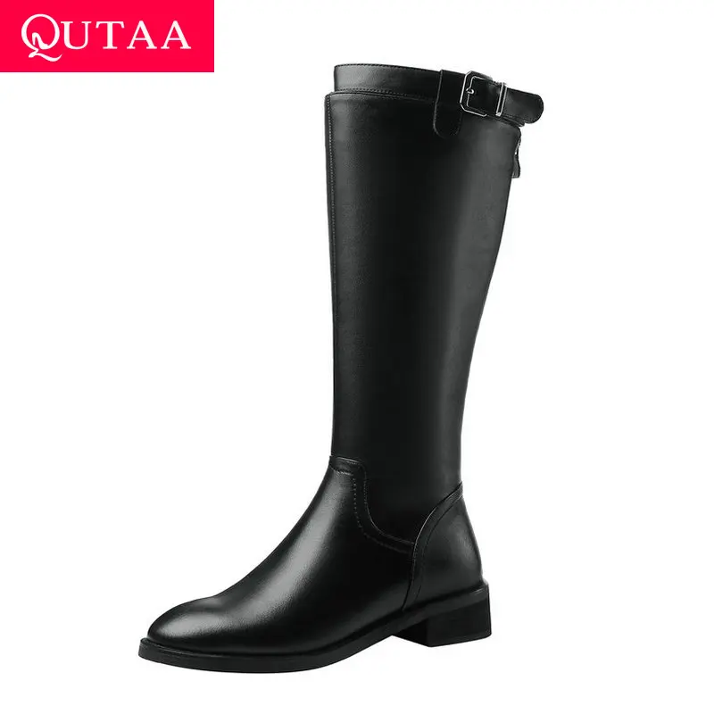 QUTAA/Сапоги до колена на платформе новая осенне зимняя женская обувь из