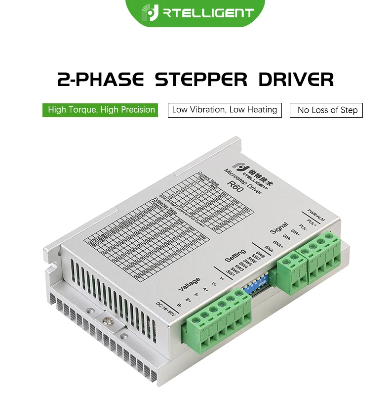 Rtelligent NEMA 23 24 R60 машина шаговый двигатель драйвер контроллер 32 сегментов 24-50VDC для NEMA 23 24 шаговый двигатель ЧПУ комплект