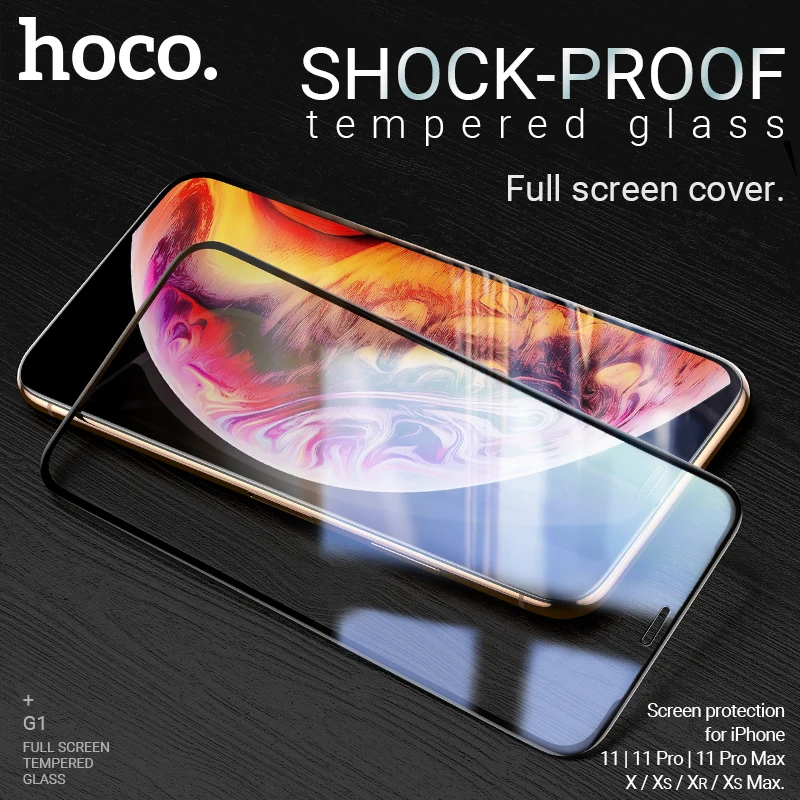 hoco закаленное стекло для iPhone 11 Pro Max X Xr Xs протектор экрана телефона полное
