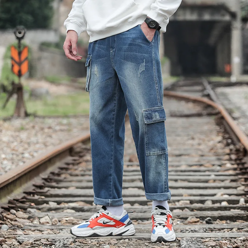 

Spring Autumn 2020 Jeans Men Loose Original Casual Plover Haren Denim Trousers