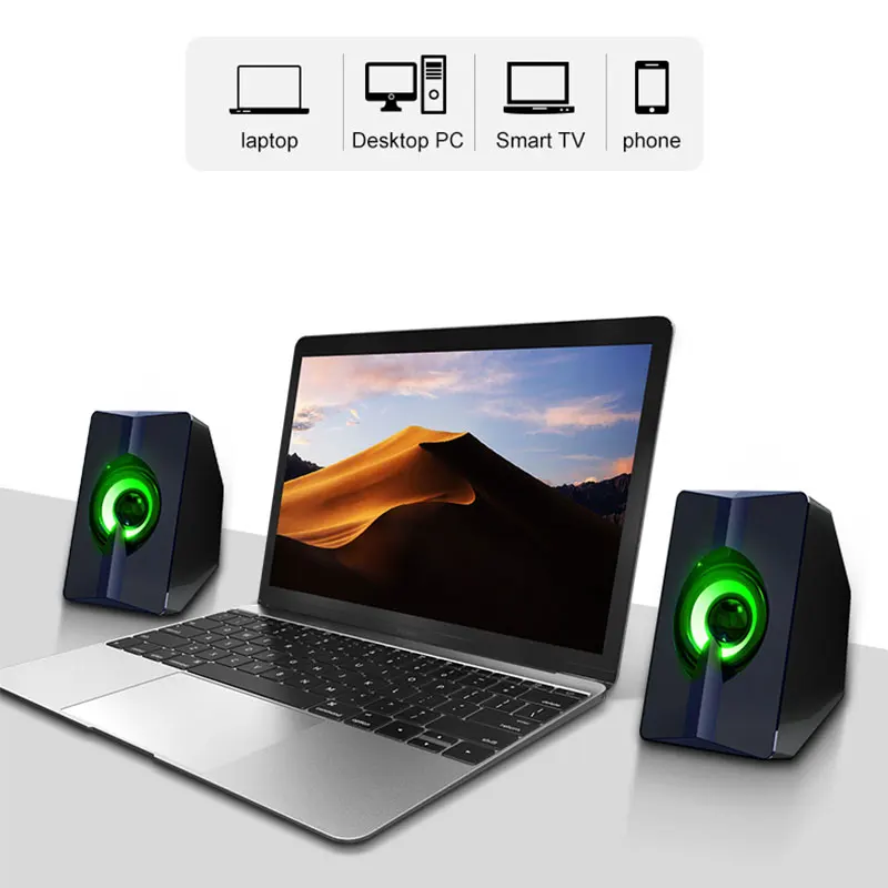 

LED Light Computer Speaker Mini USB Wired PC Speakers Stereo Surround Home Theater Sound System Subwoofer Not Bluetooth speakers