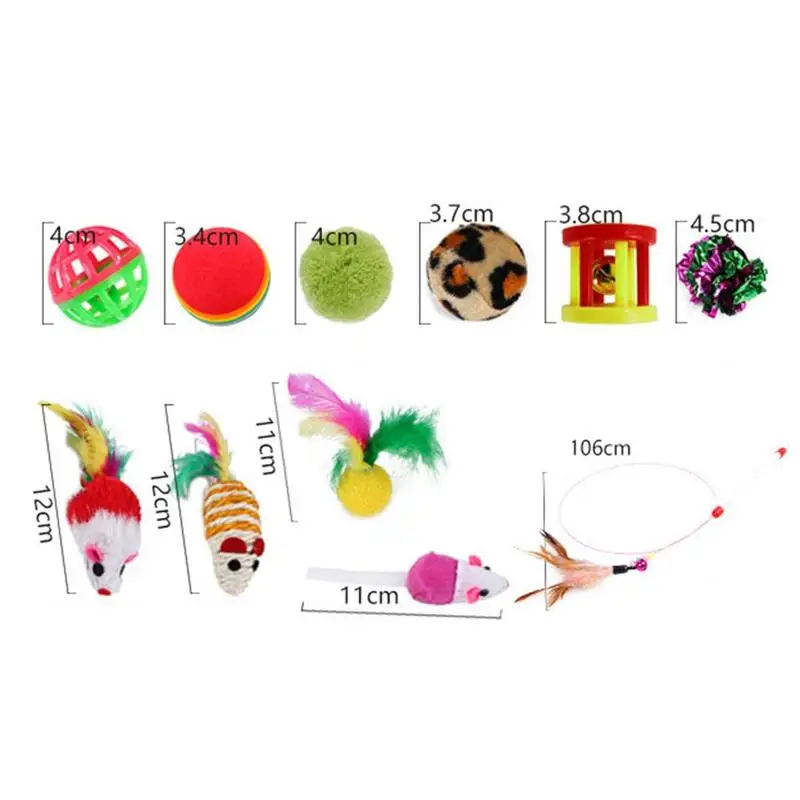 

20pcs set Cat Toys Interactive Kitten Toys Assortments Cat Feather Teaser Fluffy Mice Crinkle Balls Bells for Cat Puppy Kitty