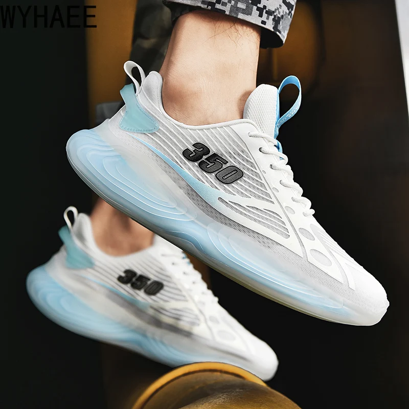 

2021new Summer Men's Mesh Breathable Shoes Fashion Sports Shoes All-match Casual White Shoes Reflective Mesh Running Men's Shoes