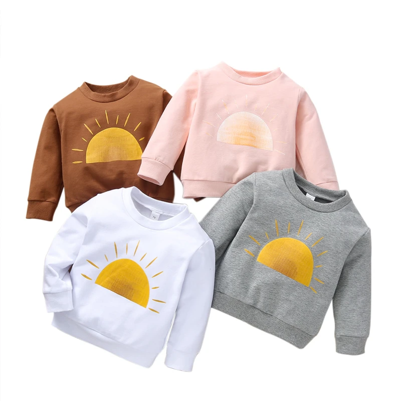 

New Arrival Toddlers Spring Autumn Hoodie Little Boys Girls Creative Sun Printing Long Sleeve Round Collar Tops Casual Clothes