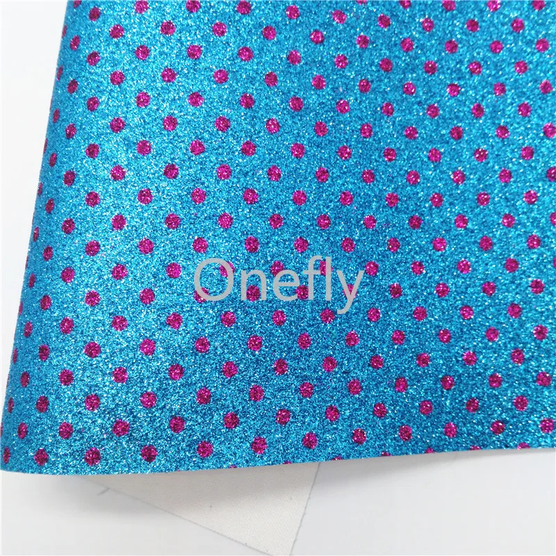 Onefly/синяя блестящая кожа с принтом в горошек тонкие блестящие тканевые листы