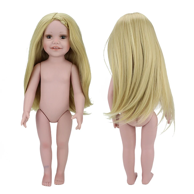 NPKDOLL, силиконовая кукла для новорожденного, 45 см, мягкая, виниловая, голая, ручная работа, кукла, Реалистичная, обнаженная, кукла для детей, подарки на день рождения - Цвет: Gold Hair Brown Eyes