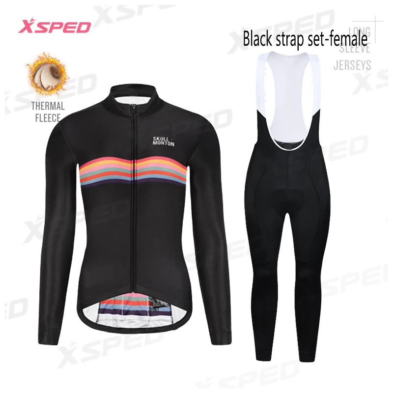 

2021 winter cycling wear suit women's bicycle clothing long-sleeved jacket warm fleece uniform women's cycling sportswear