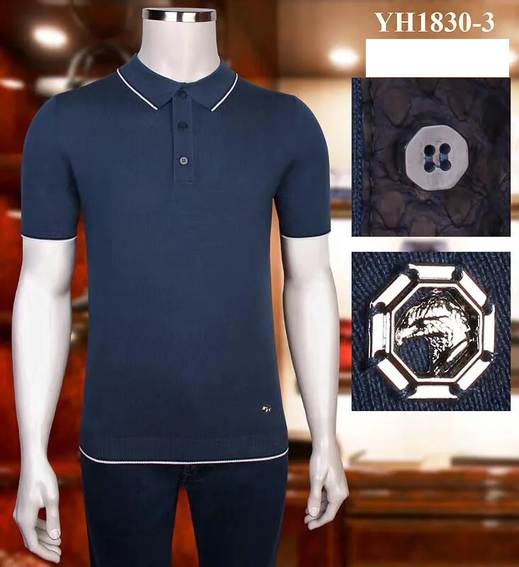 

Billionaire polo shirt silk men 2021 New fashion Casual short sleeve new thin Button pattern Breathable big size M-4XL quality