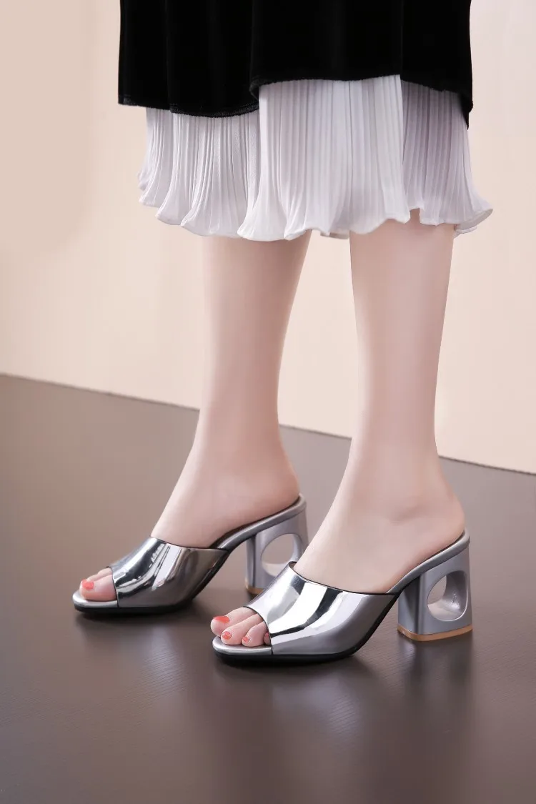 Женские Роскошные Высокое качество Тапочки блестящие Сезон лето Шлепанцы без