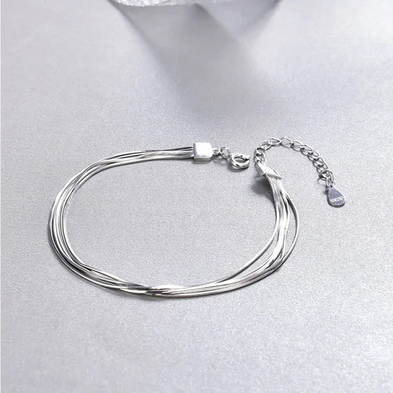 Женский многослойный браслет FUN-BEAUTY элегантный из стерлингового серебра 925 пробы