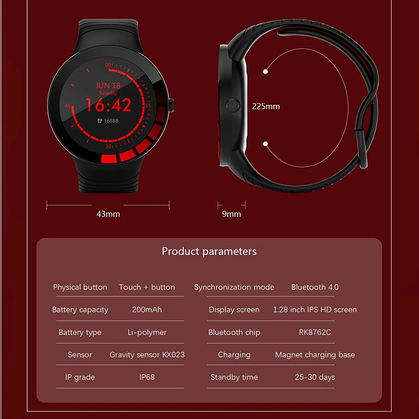 

Bluetooth Smartwatch Men Blood Pressure Women Sport Heart Rate FitenessTracker Bracelet For Android for IOS Smart Watch Round