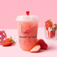 50pcs net red flamingo milk tea cup clear ice cream pudding jelly yogurt dessert cup packaging juice ice coffee drinking cups
