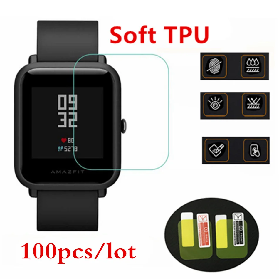 100 шт. оптовая продажа оригинальные Защитные пленки для экрана xiaomi huami Amazfit bip