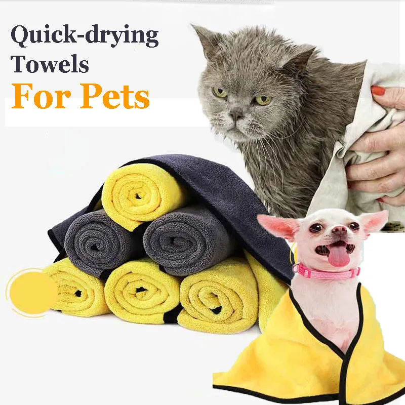 

Nano Fiber Quick-drying Towel for Dogs Cleaning Absorbent Cats Fashion Bath Towel Clean and Dry Towel Wiping Cloth Pet Supplies
