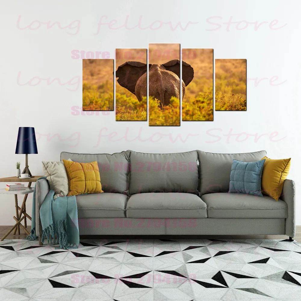 5 шт. холст печать африканская трава животные Антилопа слон Зебра Рино фотографии