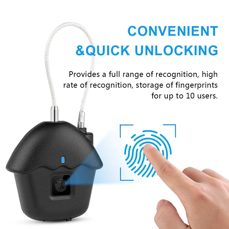 

Smart Fingerprint Padlock Led Safe Usb Charging Rechargeable Waterproof Door Lock For Home Security