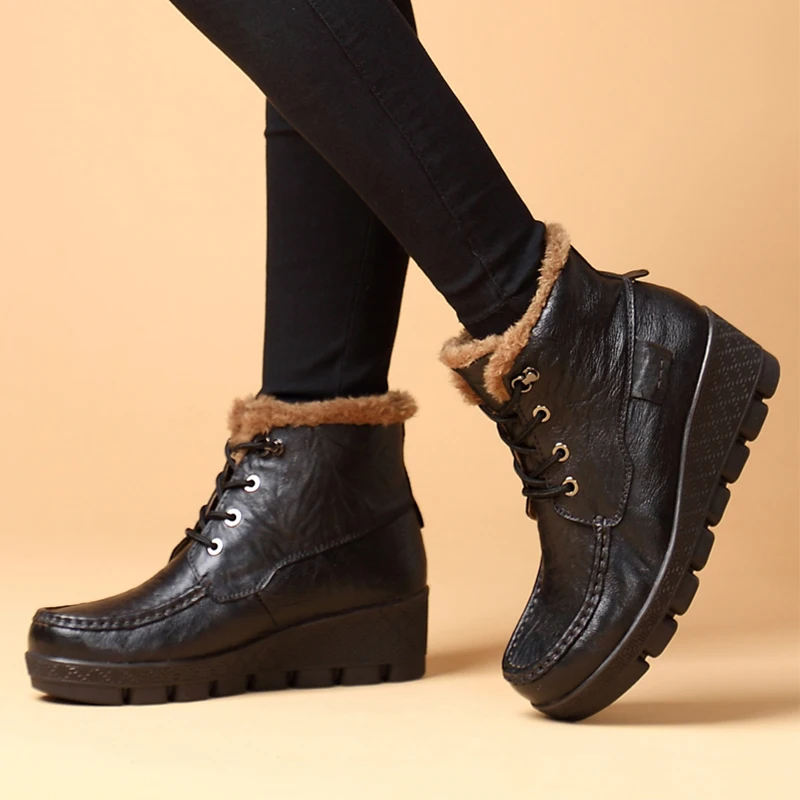 2019 женские зимние ботинки высокого качества ботильоны из натуральной кожи