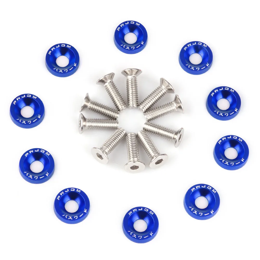 Стильные алюминиевые шайбы для крыльев JDM (10 шт./упак.) и болты M6 Honda Civic Integra RSX EK EG