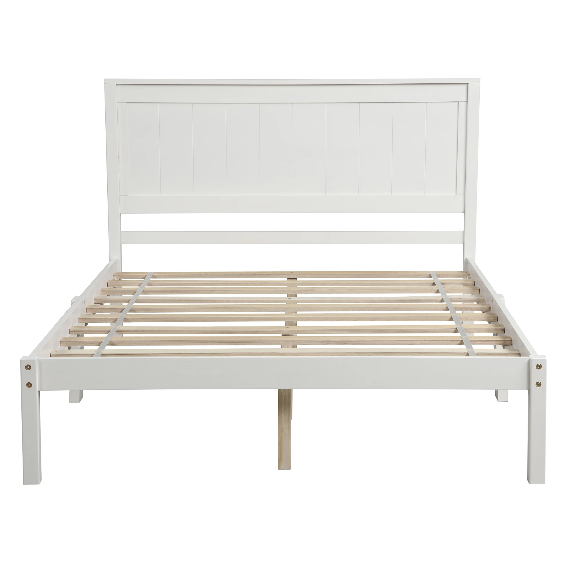 

Two Colors Beds Wood Platform Bed with Headboard Wood Slat Full