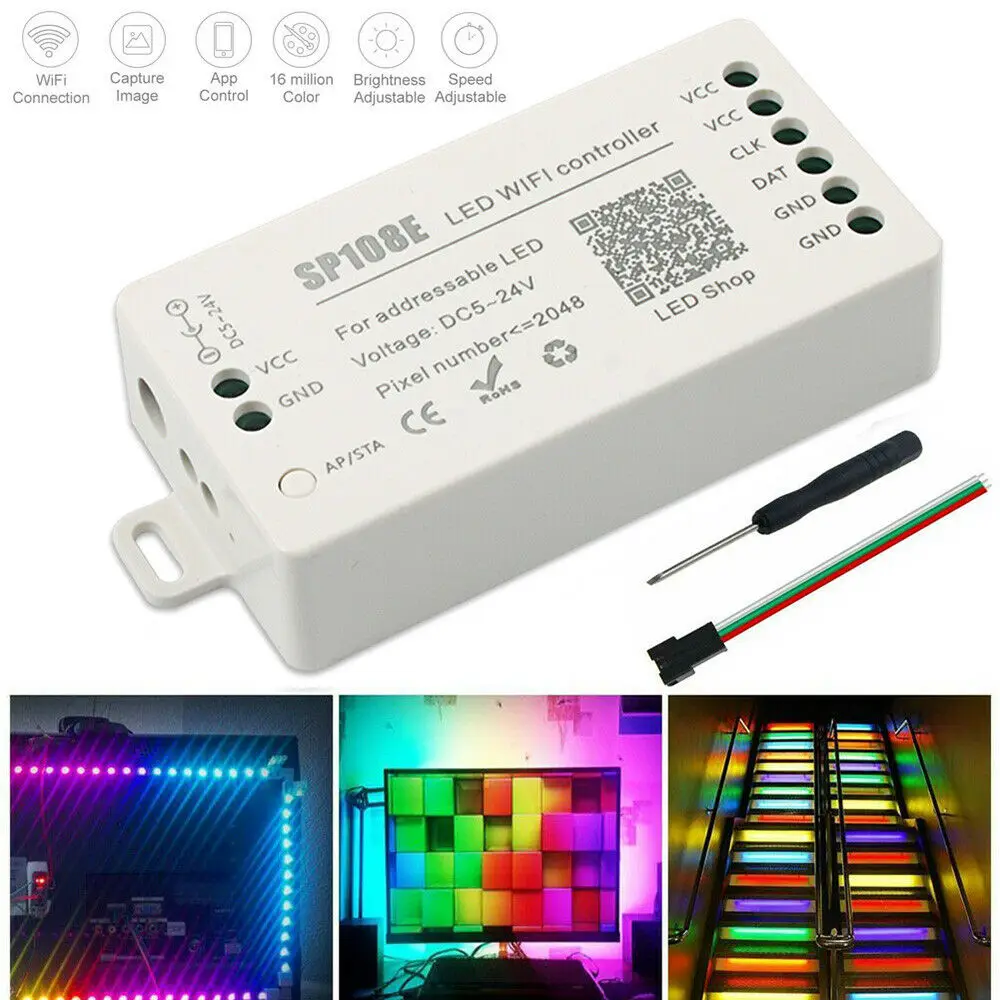 SP108E светодиодный Wi Fi Magic Управление WS2812B WS2813 и т. д. полосы модуль светильник Smart APP