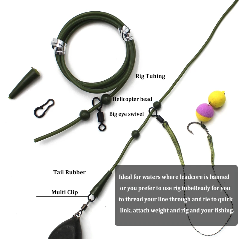 Комплект из 2 предварительно отобранных трубок для вертолета Chod Rig Set Up Hair Rigs Big Eye