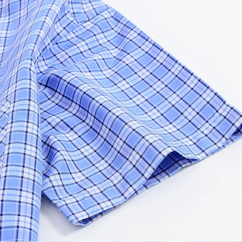 

Men's Classical Plaid shirt Short sleeve Summer Style regular fit checked design mens casual pocket shirts