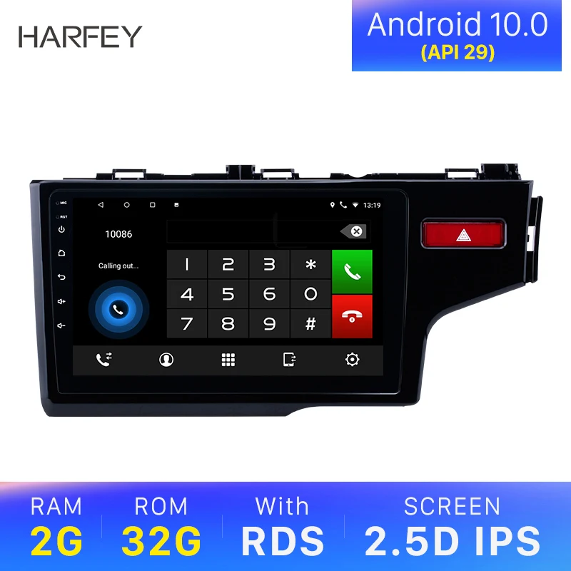 Harfey 10 1 &quotAndroid 0 API 29 2 Din GPS автомобильное радио для 2014 2015 HONDA JAZZ FIT (RHD) головное