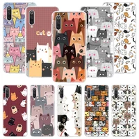 cartoon cute cats background phone case for xiaomi redmi note 10 9 8 11 pro 11t 11s 10s 9s 9a 9c 9t 8t 8a 7 7a 5 art pattern