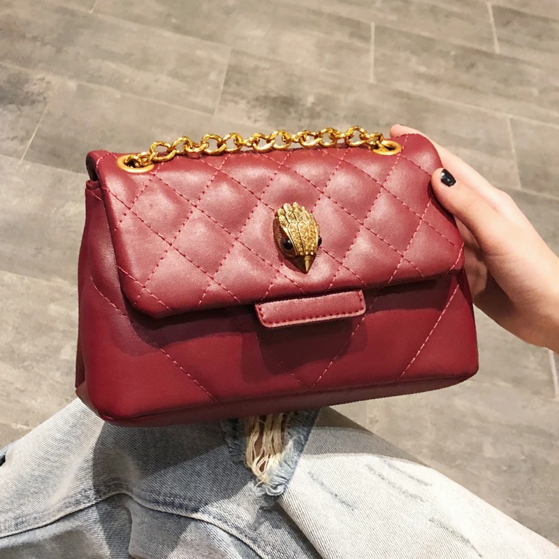 Модные кожаные сумки через плечо с цепочкой и ромбовидной сеткой для женщин 2020