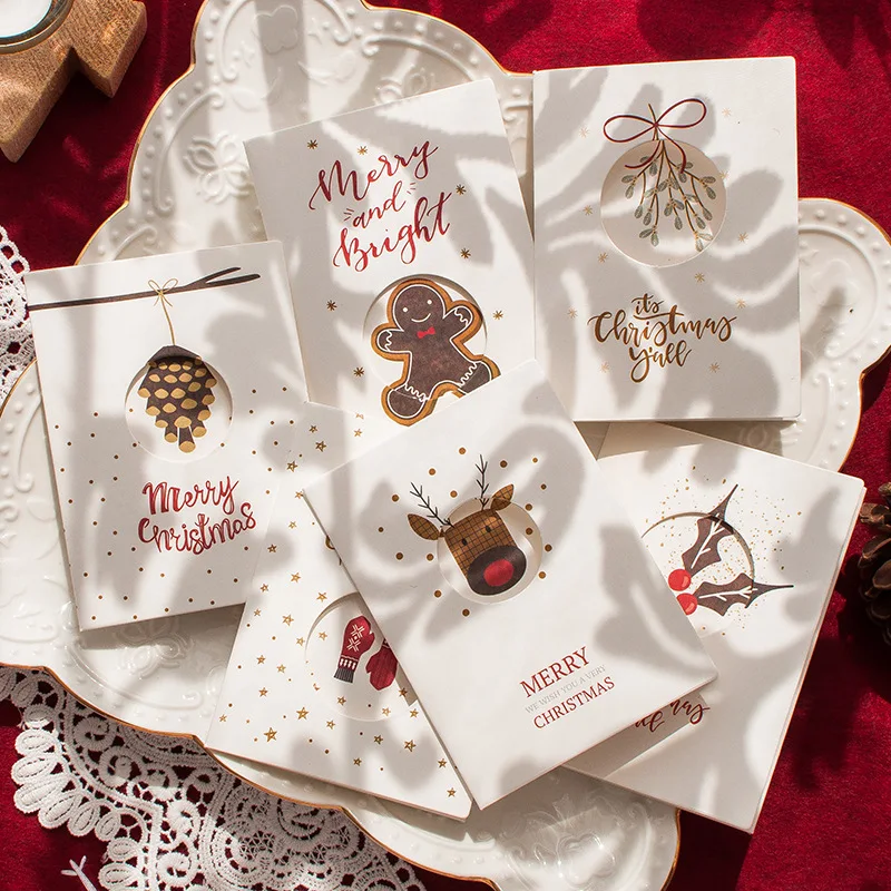 

Белая Рождественская открытка, конверт, карточка и наклейка, 3-складные рождественские открытки для семейного делового сообщения, подарок ...