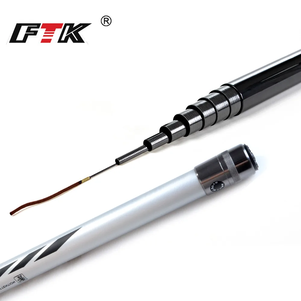 

FTK 99% Carbon Pole Fishing Rod 5m,6m,7m,8m,9m Super hard Hand Rod C.W. 10-30g for Freshwater Fishing