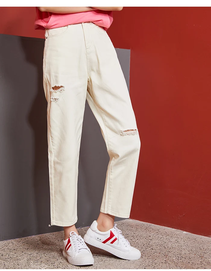Женские свободные джинсы LEIJIJEANS, модные рваные джинсы с высокой посадкой большого размера, популярная модель трех цветов на выбор