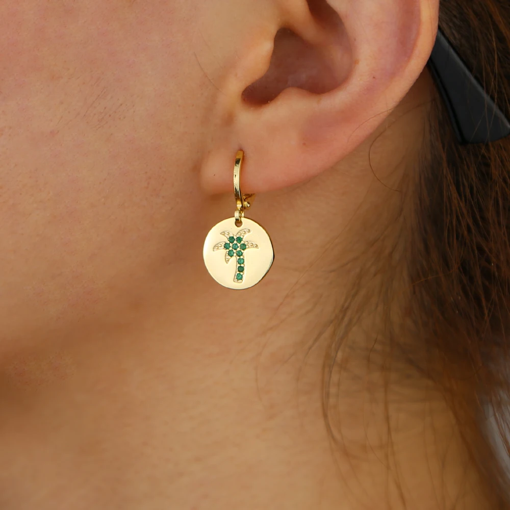 Женские серьги-подвески с золотым наполнителем круглые серьги зеленым и белым