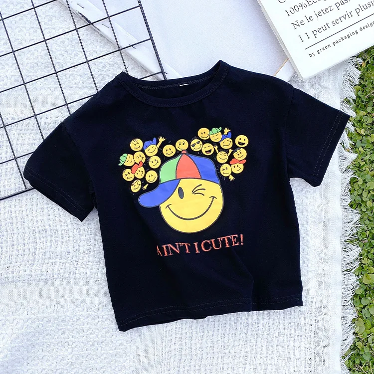 

Girls T Shirt Cartoon Cotton Funny Casual Kids Clothes Summer Harajuku Children's Smiling Face T-shirt Tee Toddler 2 to 8 yrs