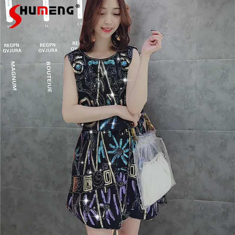 

Женское короткое платье с блестками, элегантное белое платье миди с эластичной талией для приемов и вечевечерние, лето 2021