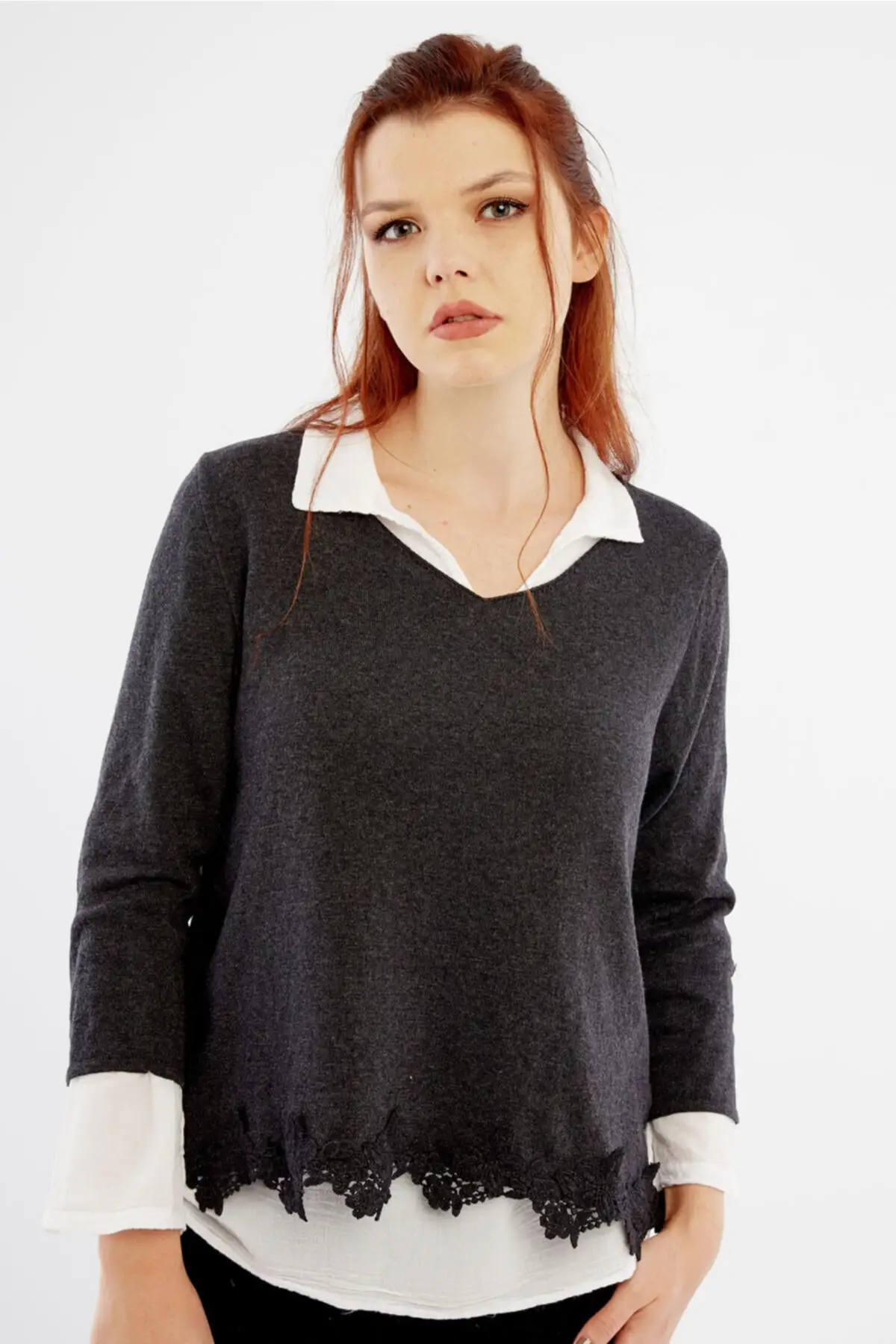 

Women's Anthracite Intra- Jacketed Sweater Cty-akc-vt406