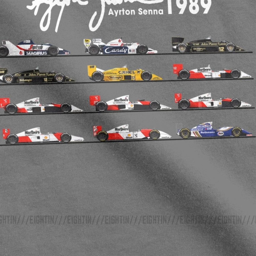 Мужская футболка с надписью «All The Cars Ayton Senna», «Formula 1», «Racing Car F1», топы с короткими рукавами и круглым вырезом, футболка из чистого хлопка, летние футболки