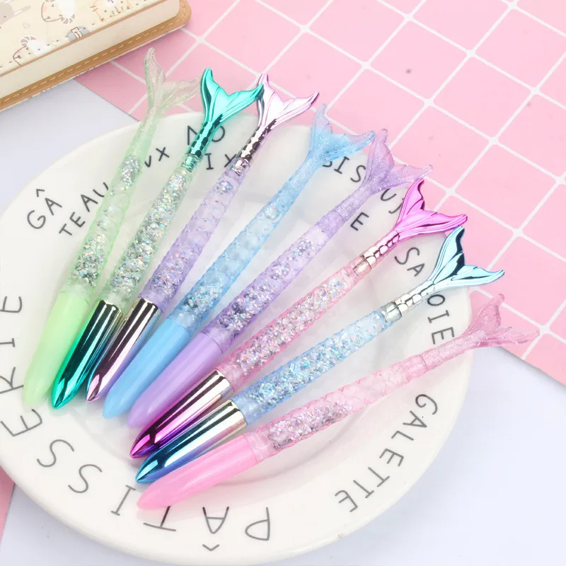 1 Piece Pretty Sweet Mermaid Writing Pen Lovely Girls Colored Quicksand Korea Japanese Stationery School Supply Gel | Канцтовары для