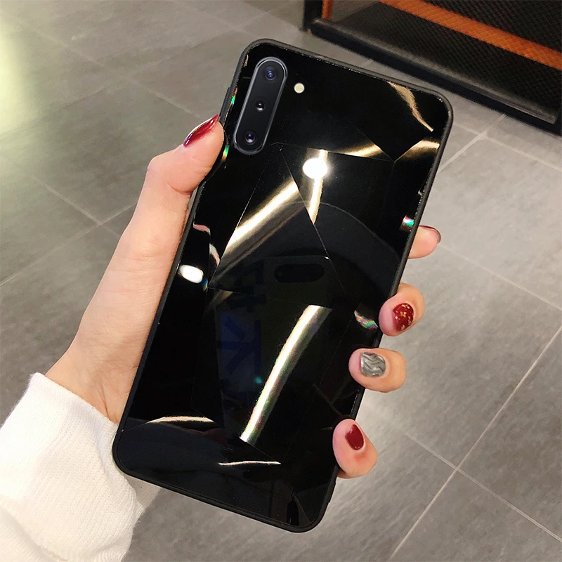 Black Для samsung чехол A10 A20 A30 A40 A50 A60 A70 зеркало 3D Алмазный чехол для samsung Galaxy S10 S10e S9 S8 плюс S7 Note 9 8 10 Чехол - Цвет: Black