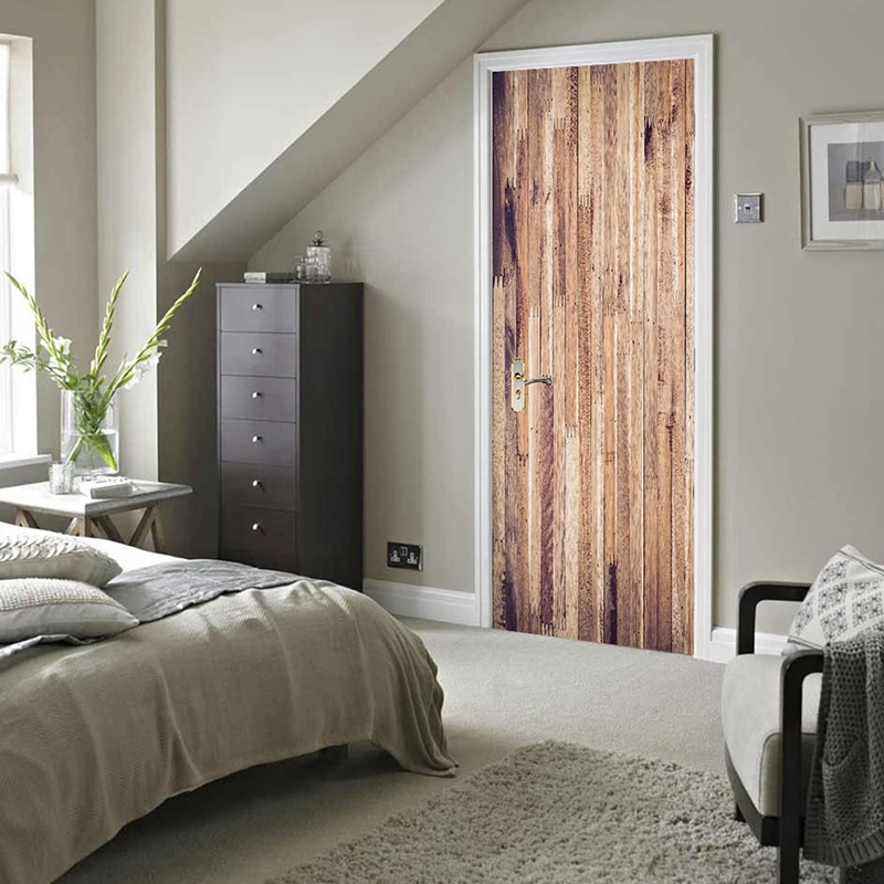 Самоклеящаяся наклейка на дверь из ПВХ деревянное дерево вид море искусство