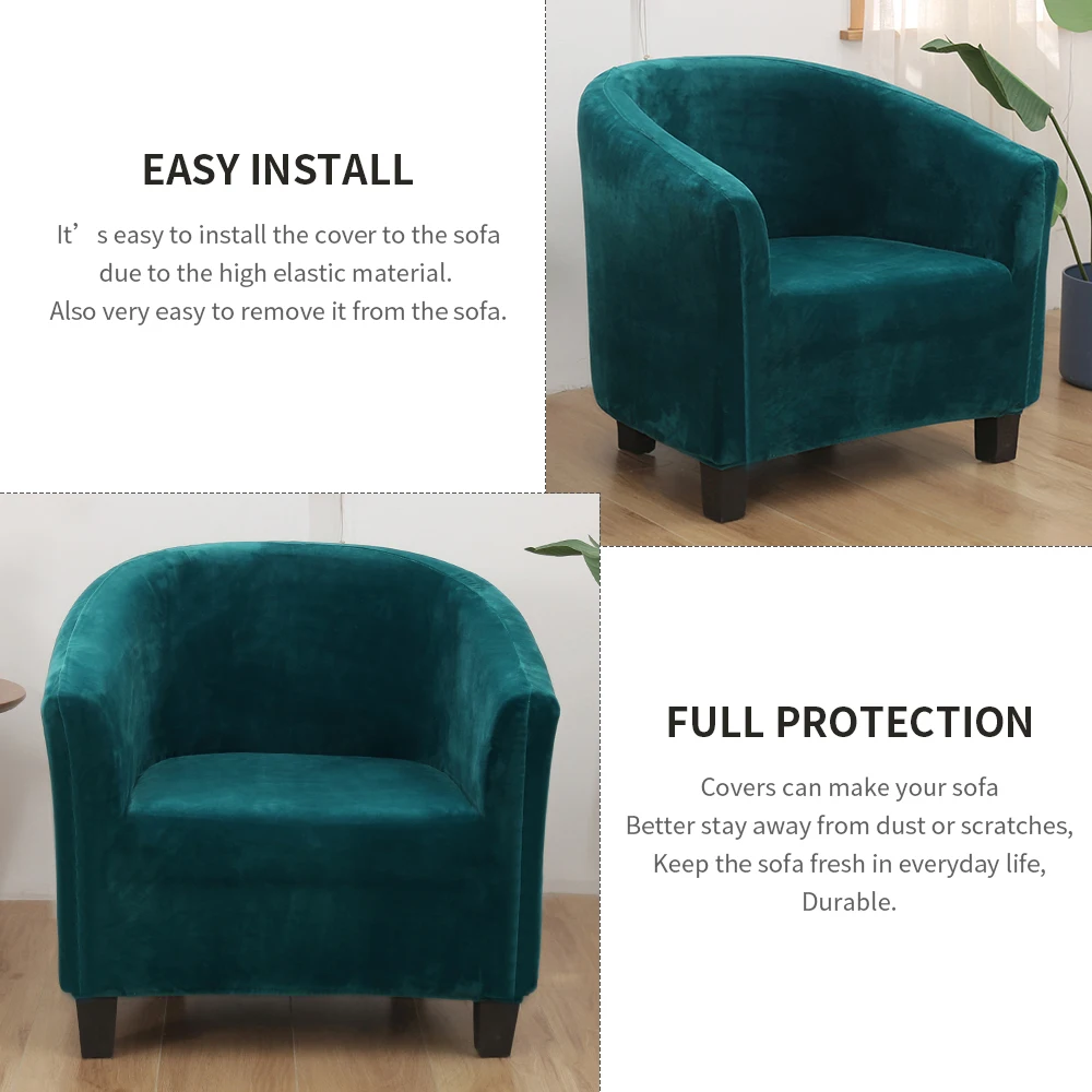Plush Elastic Coffee Chair Sofa Cover Solid Color Leisure Stretch Bathtub Armchair Seat Protector Washable Slipcover1p#9 | Дом и сад