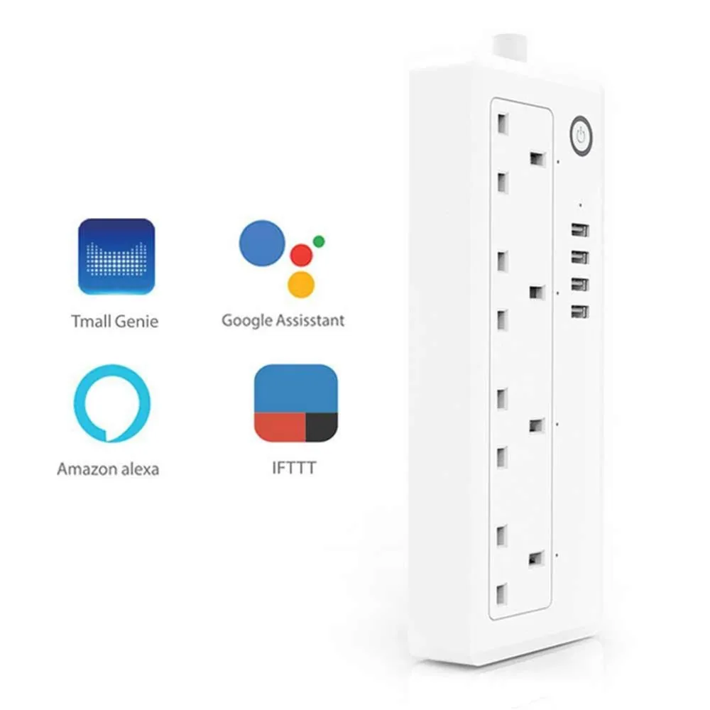 Умная розетка с голосовым управлением и таймером зарядное устройство 4 USB-портами