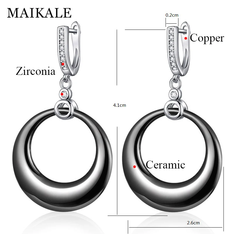 Женские керамические серьги MAIKALE корейские черного и белого цвета с золотым