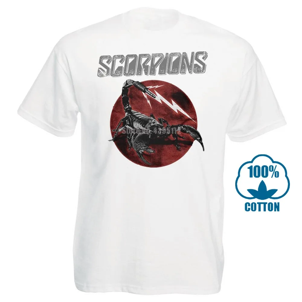 Белый Скорпионов логотип рубашка Размеры S, M, l Xl XXL футболки официальный Rock Band футболка - Цвет: Белый