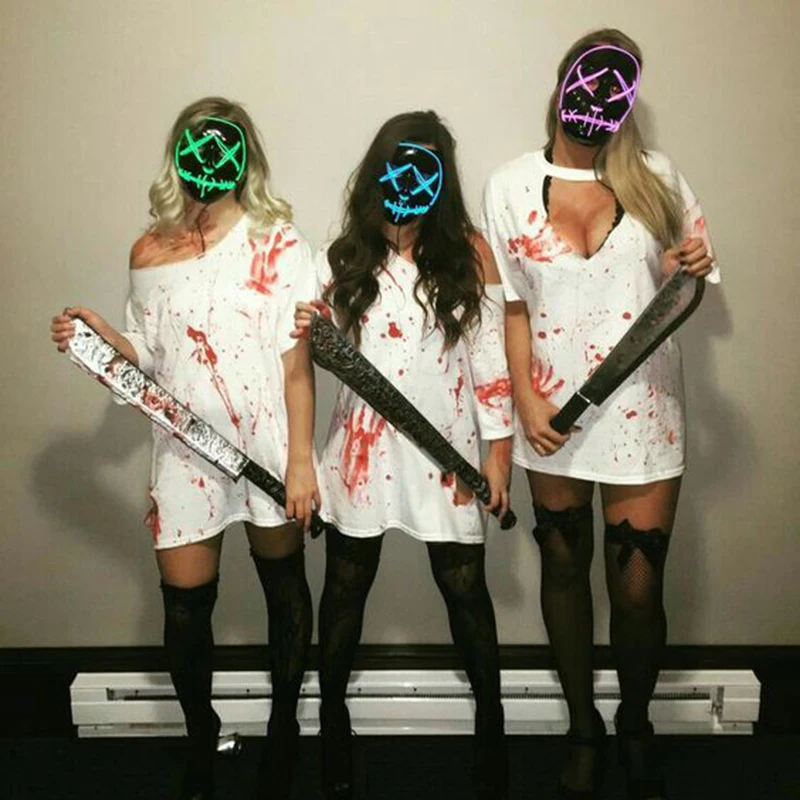 Неоновая светодиодный Маска Тушь светится в темноте маска светильник страшный