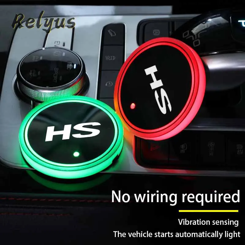 

2Pcs Luminous Car Led Cup Coaster Non-slip Mat Automobile Atmosphere Light For MG HS Auto Accessories