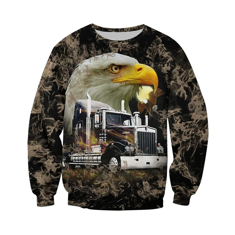 Смешная толстовка с 3D принтом орла и грузовика модная мужская повседневная на